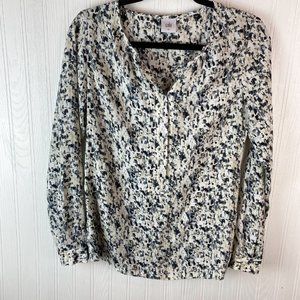 Cabi Blouse gray black pattern button down size XS‎ Long sleeve